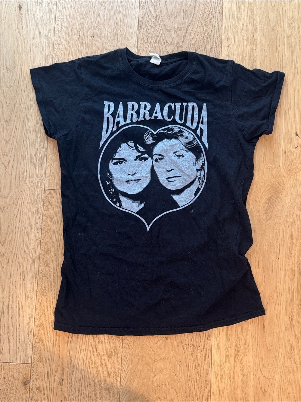 Heart Barracuda Black Graphic Fitted Tee - Women's Hair Collection Gildan Fitted